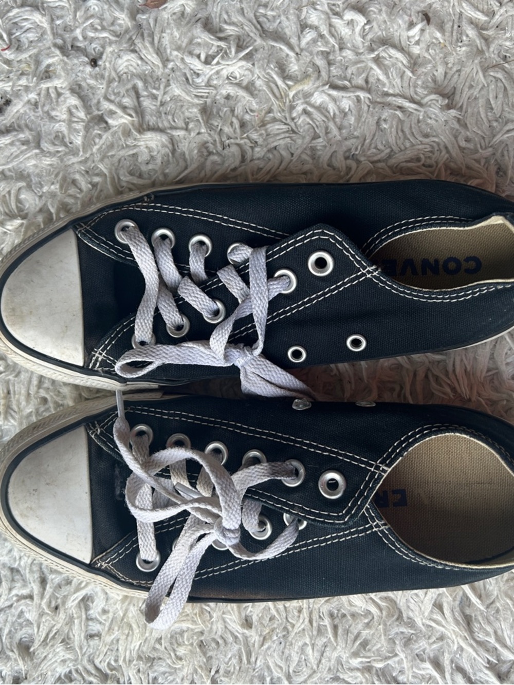 Converse Black Canvas Low-Top Sneakers with White Stitching